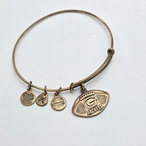 Alex & Ani GREEN BAY PACKERS‎ Football Bracelet Charm Bangle Brass Made In USA!!